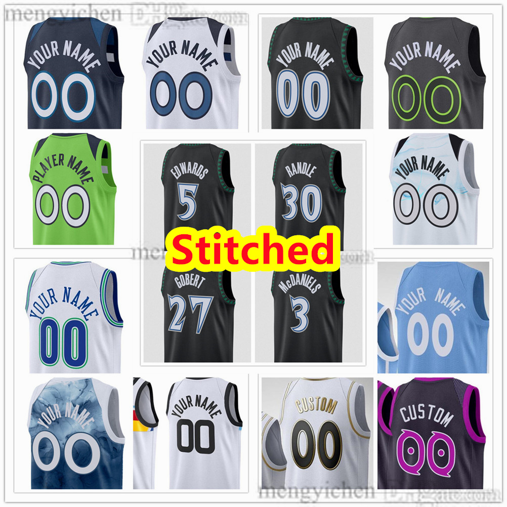 Stitched Men's XS-4XL Basketball Jersey Anthony 5 Edwards Julius 30 Randle Rudy 27 Gobert Naz 11 Reid Jaden 3 McDaniels Donte 0 DiVincenzo Robert 4 Dillingham 21 Garnett