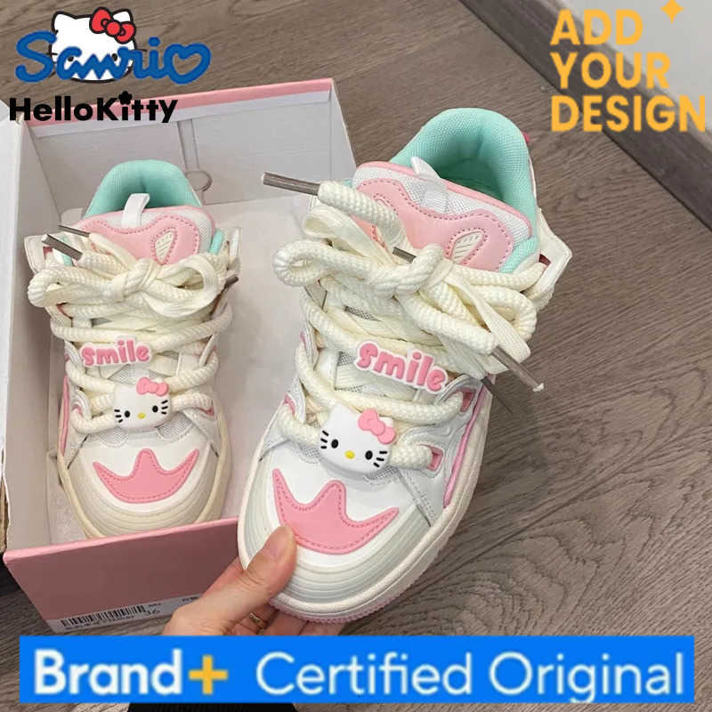 Sanrio Hello Kitty Luxury Design Plate Shoes Y2k Girl Cartoon Korean Style Aesthetic Cute Shoes Women Fashion Casual Sneakers H251223