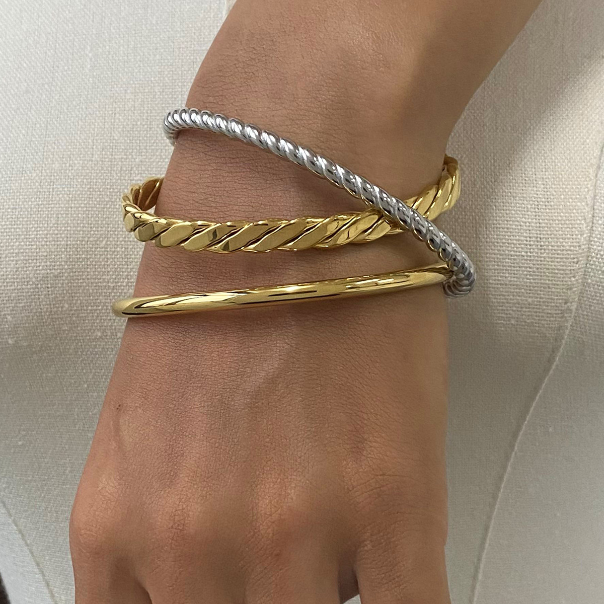 Twisted Cable Bracelet Stylish Fine Cable Cuff Bracelet with Hook Clasp Bracelets Jewelry Gifts for Her He for men women jewelery Gift