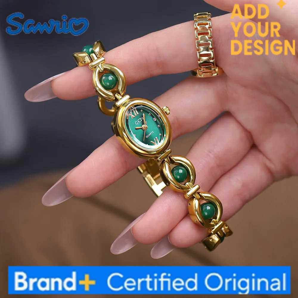 Sanrio Ladies Watch Light Luxury Brand Green pearl bead Bracelet Advanced Waterproof Women Fashion Quartz Gift H251223