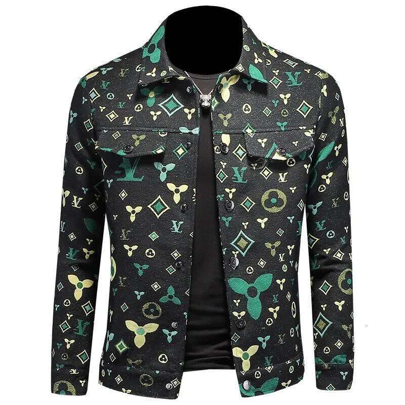 Men's Vintage Jacquard Bomber Jacket Casual Business Lapel Streetwear Large Size Trendy Spring Autumn Fashion