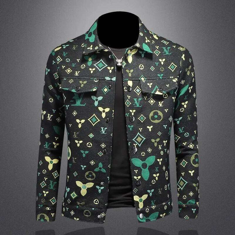 Men's Vintage Jacquard Bomber Jacket Casual Business Lapel Streetwear Large Size Trendy Spring Autumn Fashion