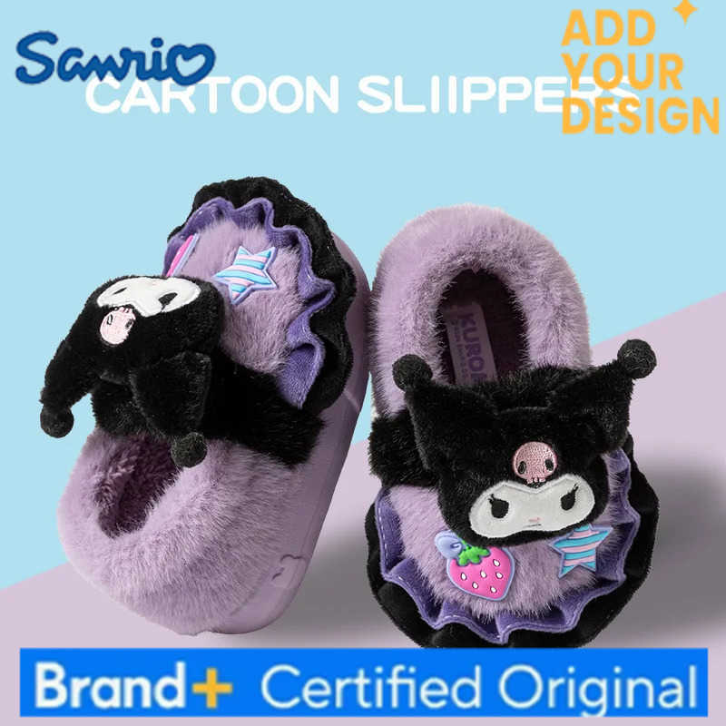 Sanrio Hot Girl My Melody Kawaii Fashion Fleece-Lined Slippers Student Winter Cartoon Child Keep Warm Cotton Slippers New Style H251223
