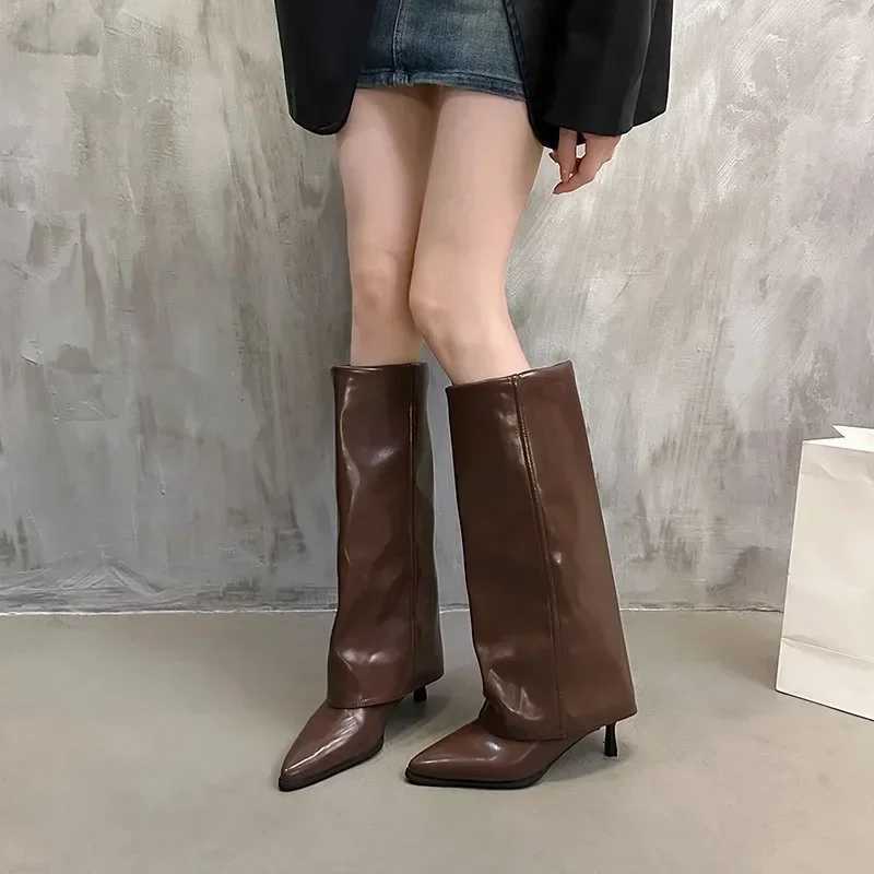 New Western Cowboy Boots Women Fashion Slip-On Long Pipe Boots Female Sexy Thin High Heel Trend Knee High Botas 2025T251223