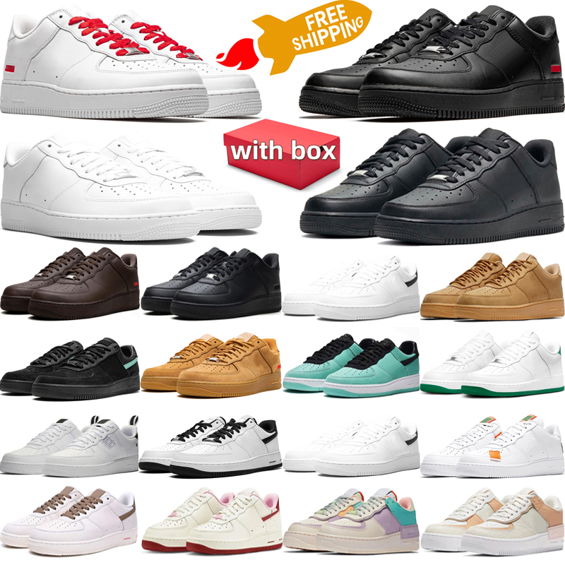 free shipping airforc designer shoes af1s men women platform 1s sneakers Triple White Black Wheat Brown Red mens trainers Low Tops tennis with box