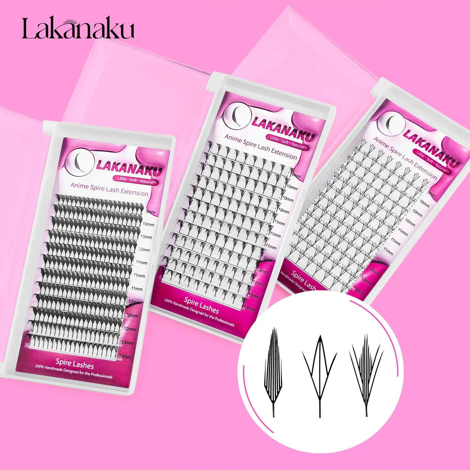 LAKANAKU Cashmere Anime Spire Individual Feather Eyelash Extensions C CC D Curl Manga Style Lashes ExtensionsT251223