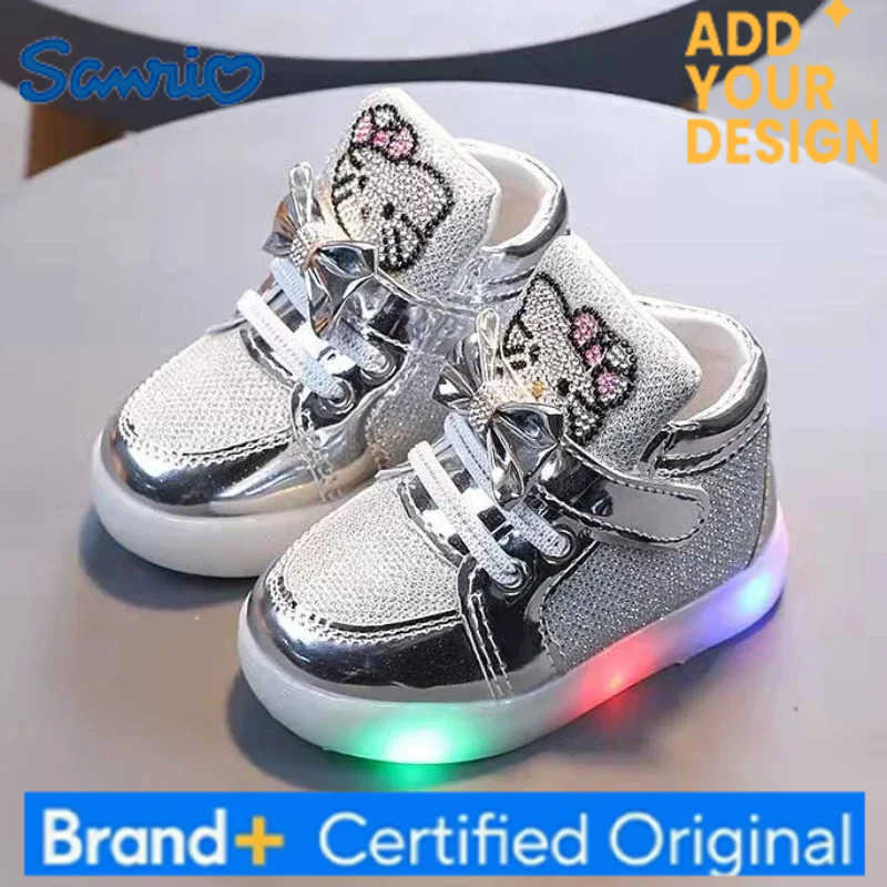 Sanrio New Disney Children Luminous Shoes Boys Girls Hello Kitty Shoes Flashing Lights Fashion Sneakers Toddler Little Kid LED Sneakers H251223