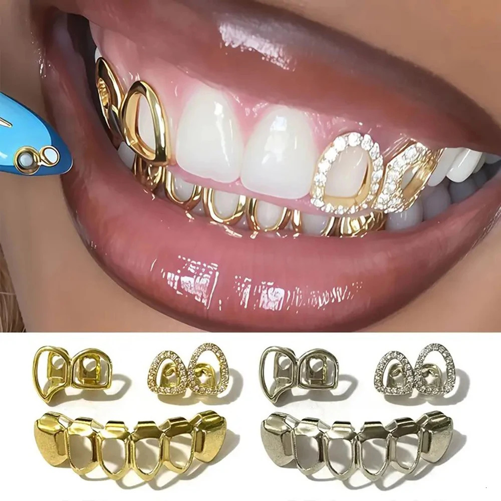 A Set of HipHop Double Hollow Fangs Suitable for Both Men And Women Perfect Halloween Christmas Nightclubs 251222