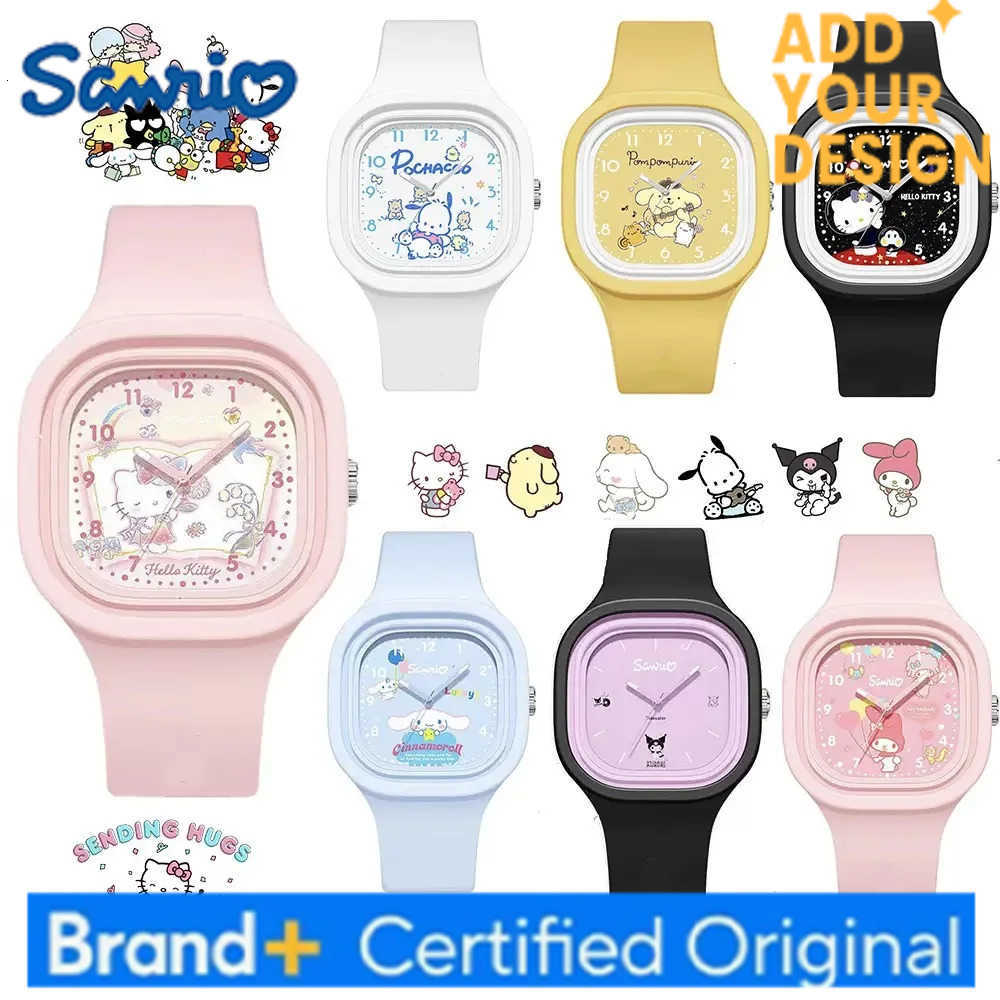 Sanrio Kawaii Hello Kitty Children Watch My Melody Cinnamoroll Student Cartoon Versatile Silicone Watch Childrens Toys Festival Gift H251223