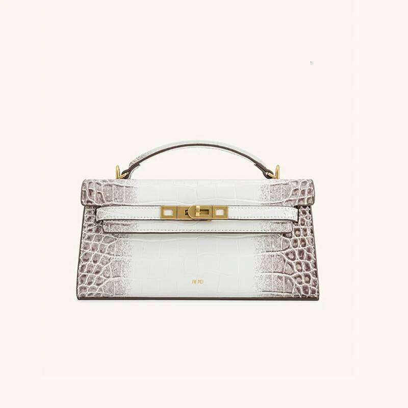 JW Crocodile Pattern Lock Small Square Handbag Single Shoulder Crossbody Bag Leather Handbag For Women S Commuting XIU LAI SI