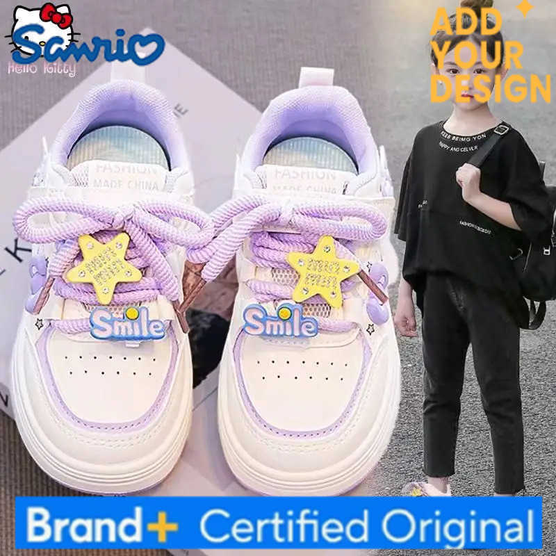 Sanrio Hello Kitty Childrens White Shoes Cartoon New Anime Spring Autumn Kawaii Girls Soft Sole Princess Shoe Casual Sport Shoe H251223