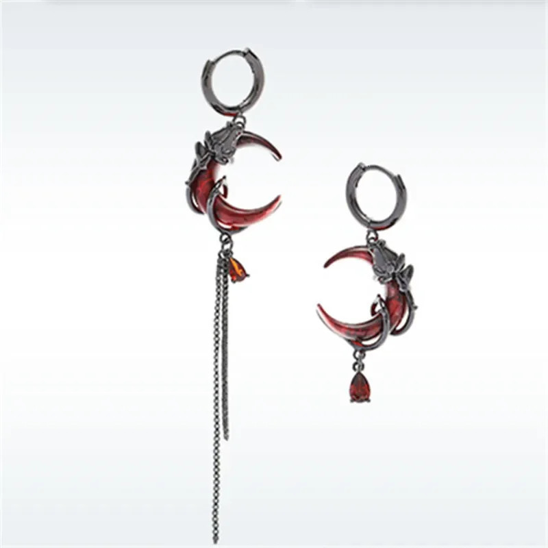 Red Moon Rose Earrings Women European American Style Personality Crystal Drop Pendant 251222