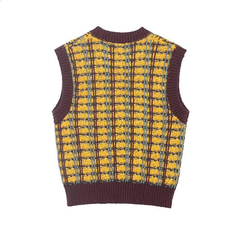 Womens knitted Sweater Vest Autumn Fashion VNeck Sleeveless Vests Vintage Female Chic Tops 251223 - view 3