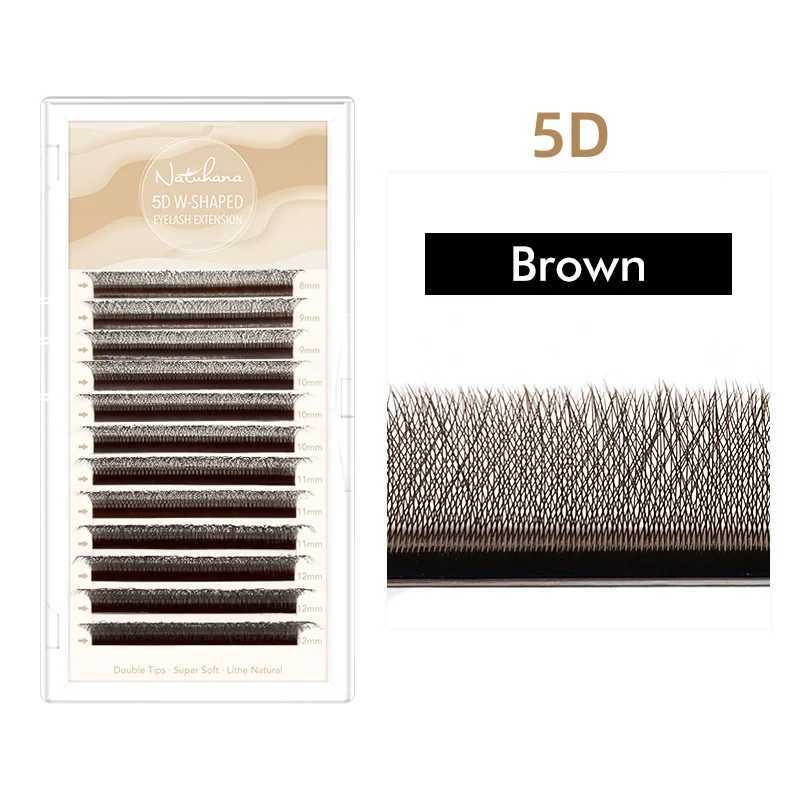 NATUHANA Brown W Shaped 2D 3D 4D 5D W Natural Soft Automatic Flowering Premade Fans Eyelashes ExtensionsT251223