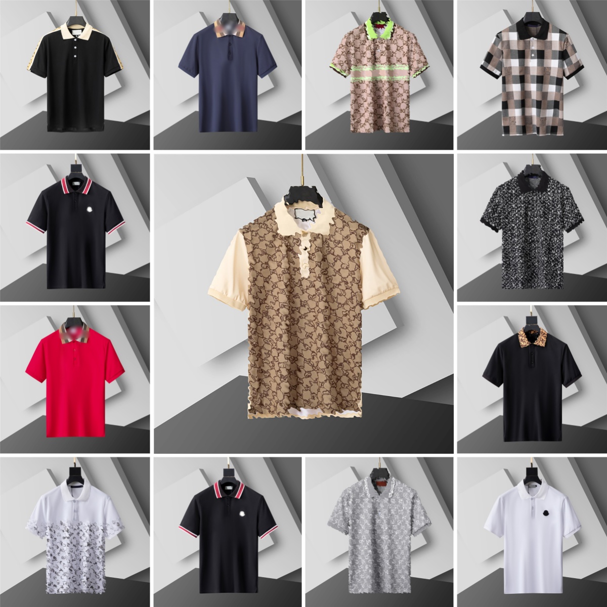 Designer T-Shirt New Summer Men's Collared Cotton Short-Sleeve Polo Shirt Fashionable Luxury Top Sizes M-XXXL