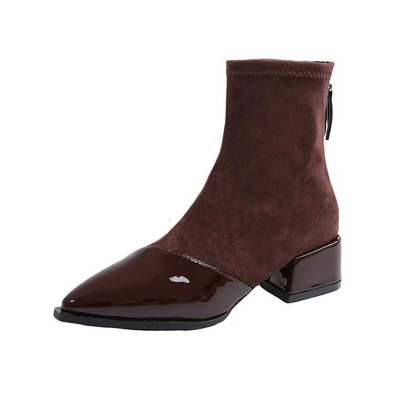 Womens Suede Boots New Autumn/Winter Trendy Slim Fit French Style Short Ankle Boots Pointed Toe Fashion New ArrivalT251223