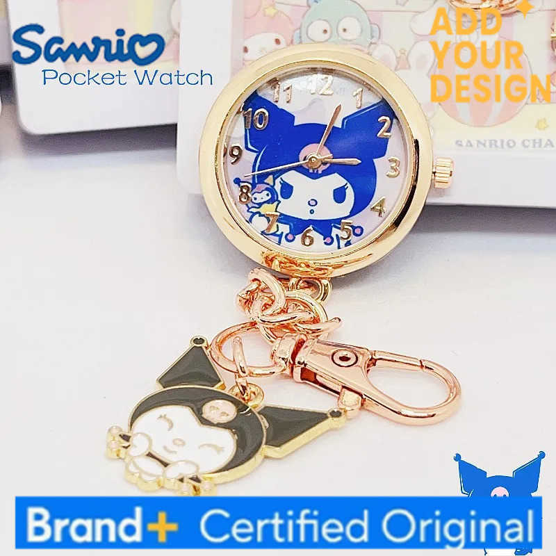 Sanrio Anime Hello Kitty Keychain Pocket Watch Girls Student Kuromi Cinnamoroll Fashion Children Gifts Quartz Watches Ornaments H251223