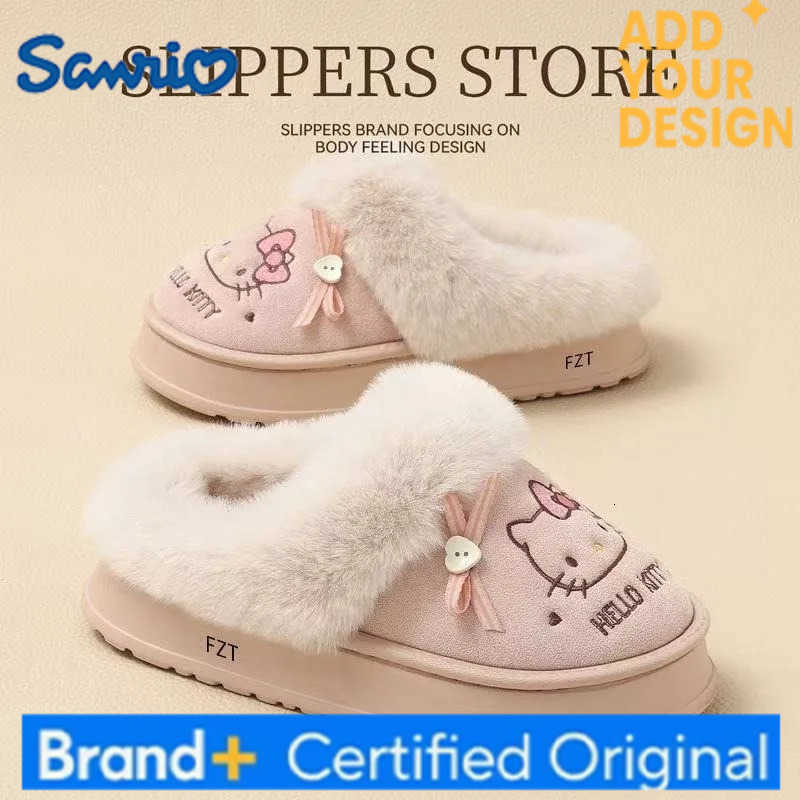 Sanrio Kawaii Hello Kitty Cotton Slippers for Girls Home Outdoor Plush Warm Comfortable Thickened Cotton Slippers Cute Gift H251223
