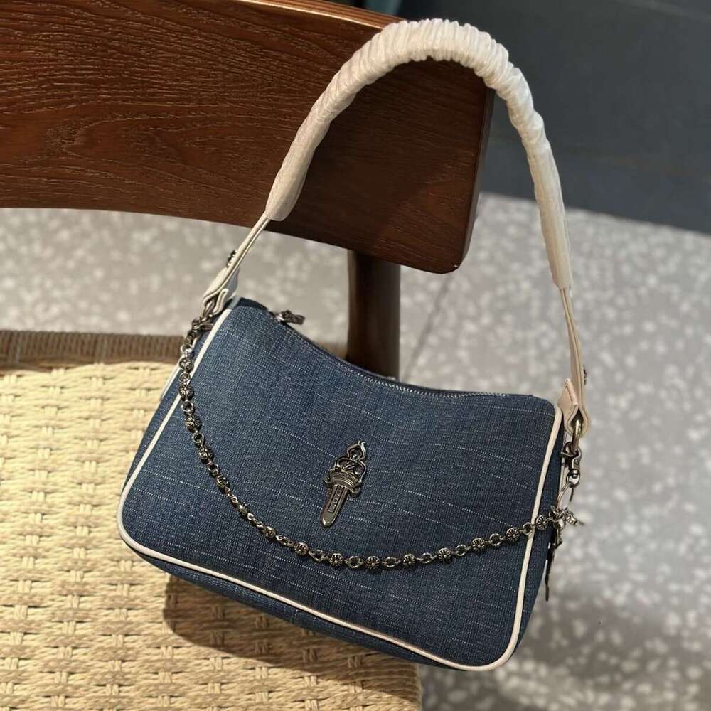 CH bag Chrome bag CHearts bag Kroxin Fashionable Denim Canvas Chicken Nugget Celebrity Style Trendy Cool Sword Underarm Genuine Leather Women's Bag Minimalist 998