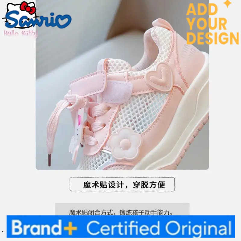 Sanrio Hello Kitty Girls Anime Sneakers Summer New Kids Cartoon Kawaii Mesh Breathable Board Shoes Fashion Sweet Casual Shoes H251223