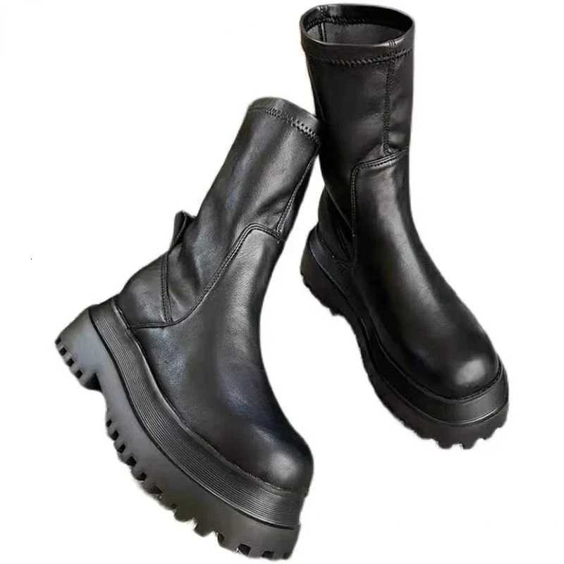 2024 New Winter Punk Style Women Ankle Boots Fashion Thick Sole Zippers Short Boot Ladies Elegant Platform Flats Heel ShoesT251223