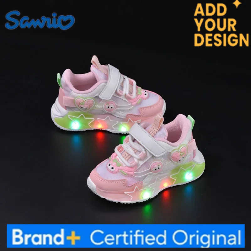 Sanrio Kuromi My Melody Childrens Led Light Sneakers Kawaii Cartoon Fashion Girls Casual Shoes Kids Antislip Sports Running Shoe H251223