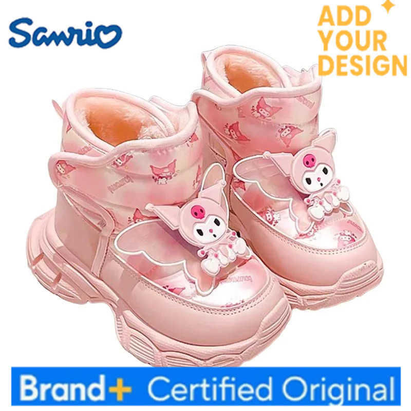 Sanrio Kuromi Girl Cotton Boots Sanrios Winter New Anime Kawaii Cartoon Velvet Water Proof Keep Warm Anti-Slip Thicken Short Boots H251223