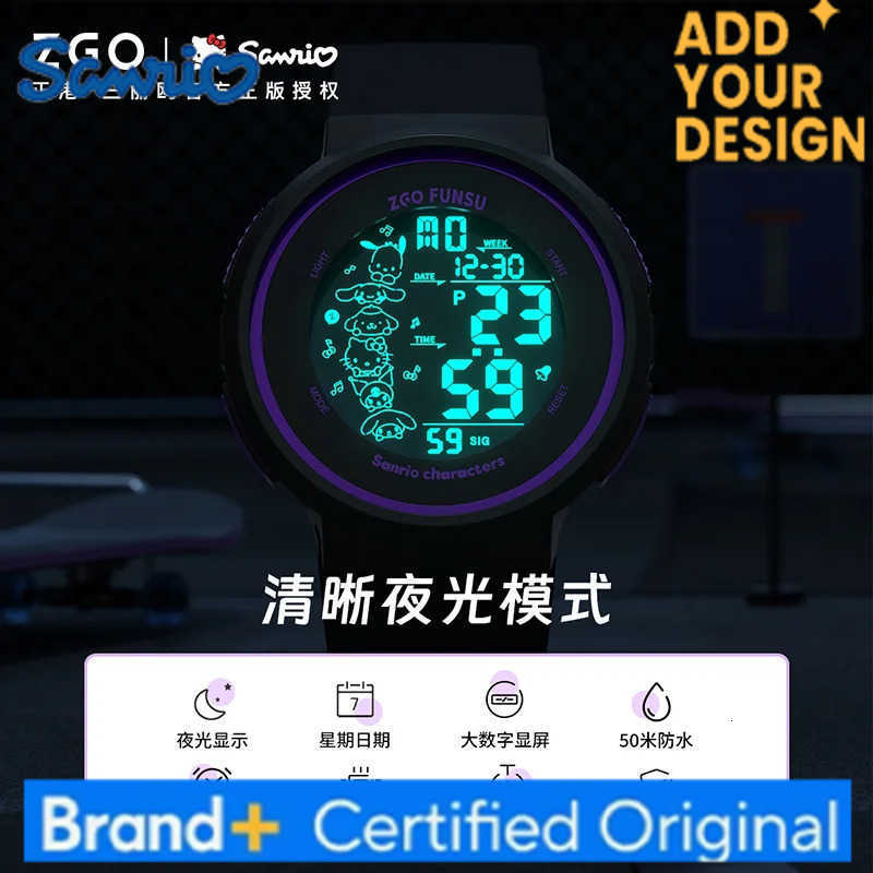Sanrio Kuromi Kids Watch Student Black Sports Watch Luminous Electronic Digital Watch Gift 8551 H251223