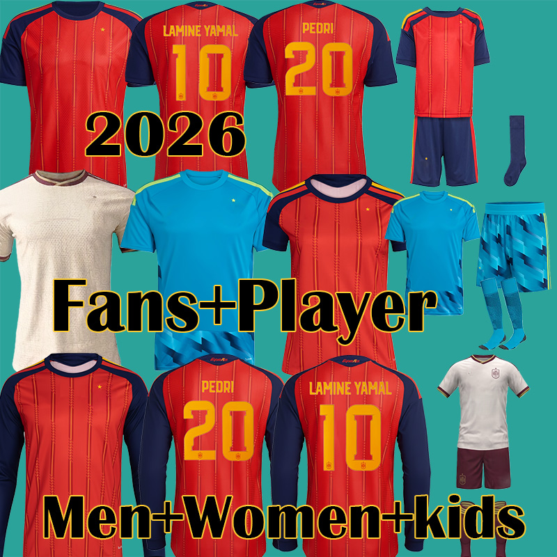 2026 World Cup SPAIN Soccer Jerseys PEDRI GAVI LAMINE YAMAL MORATA Carvajal OLMO FERRAN RODRIGO Jersey SPANISH Men Kid Kit Football Shirt Fan Player XXXXL