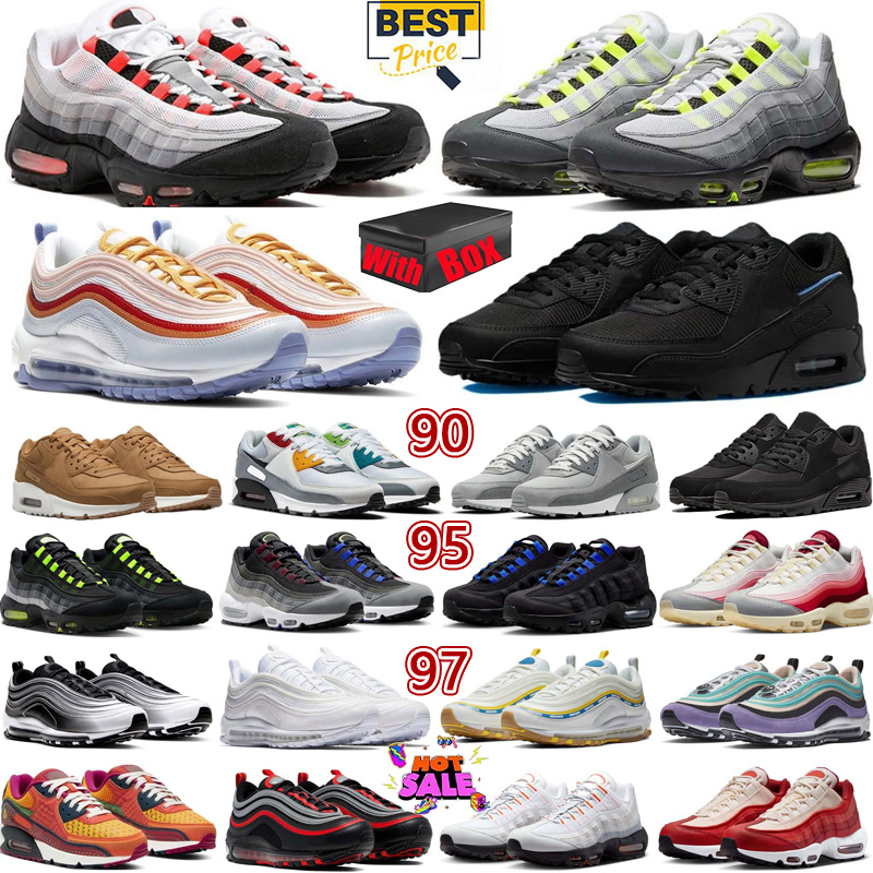 with box designer Casual Shoes Sneakers Sport shoes Classic 90 95 97 Triple black white Grey light Game Roval red yellow Jogging Walking Men Women running eur36-45