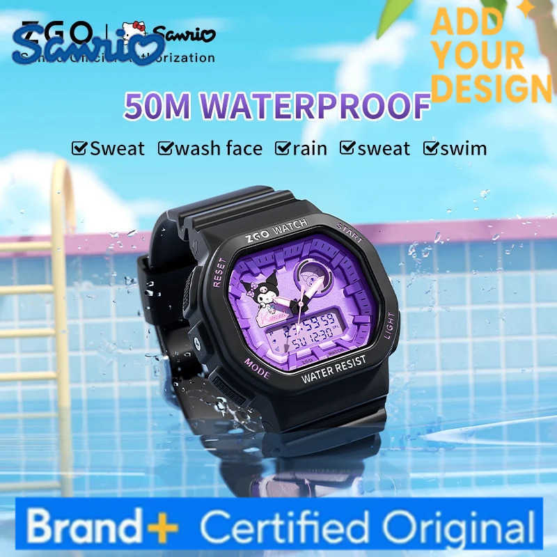 Sanrio Kuromi Kids Digital Watch for Boys and Girls Sporty Waterproof Square Electronic Watch Gift 810 H251223