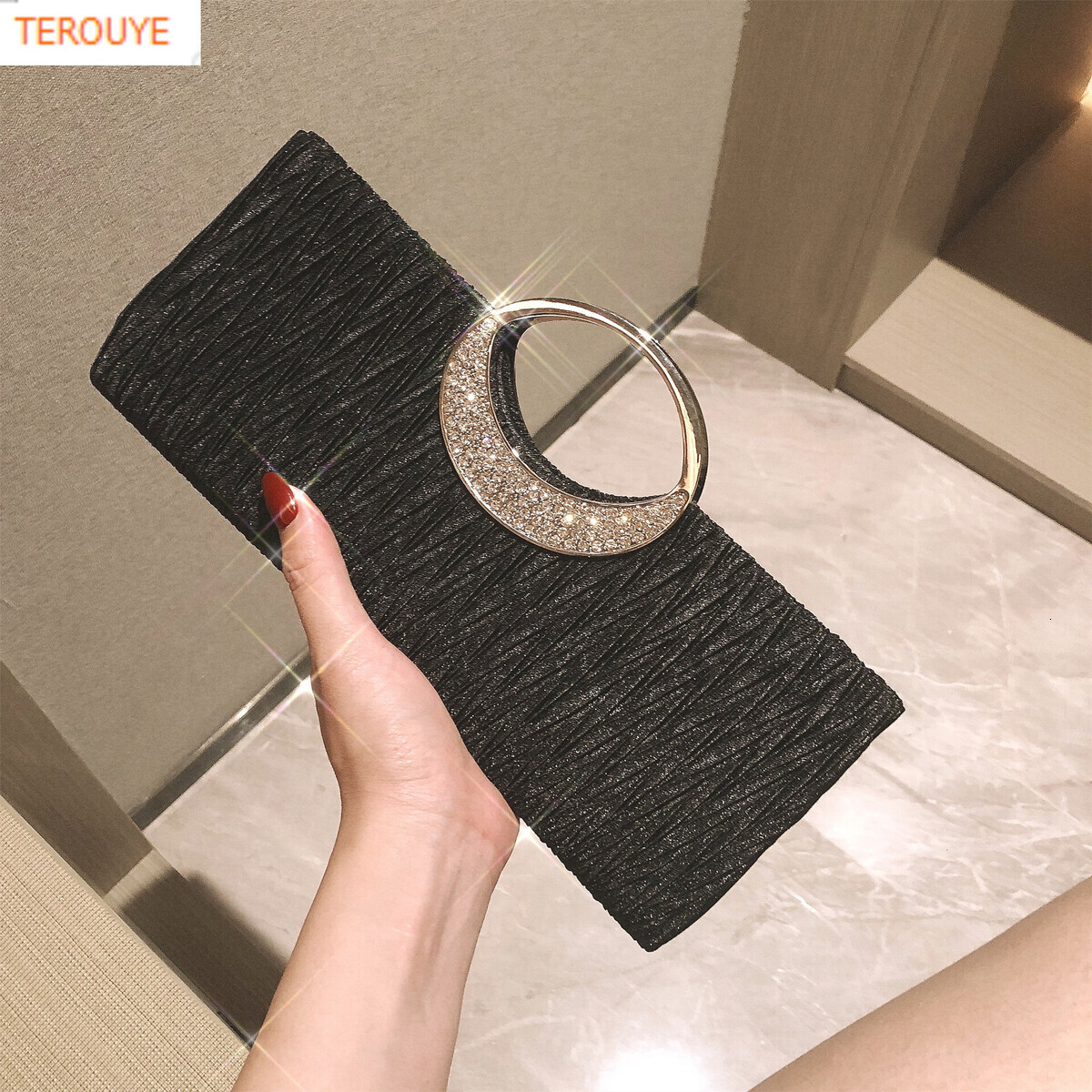 TREOUYE autumn new light luxury elegant handbag niche design diamond inlaid fashionable women's handbag trendy wallet