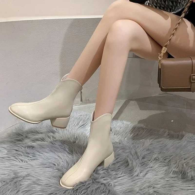 Ankle Boots Womens Shoes Platform Boots-Women Winter Footwear Zipper Low Clogs Autumn Rock High Heel 2024 LadiesT251223
