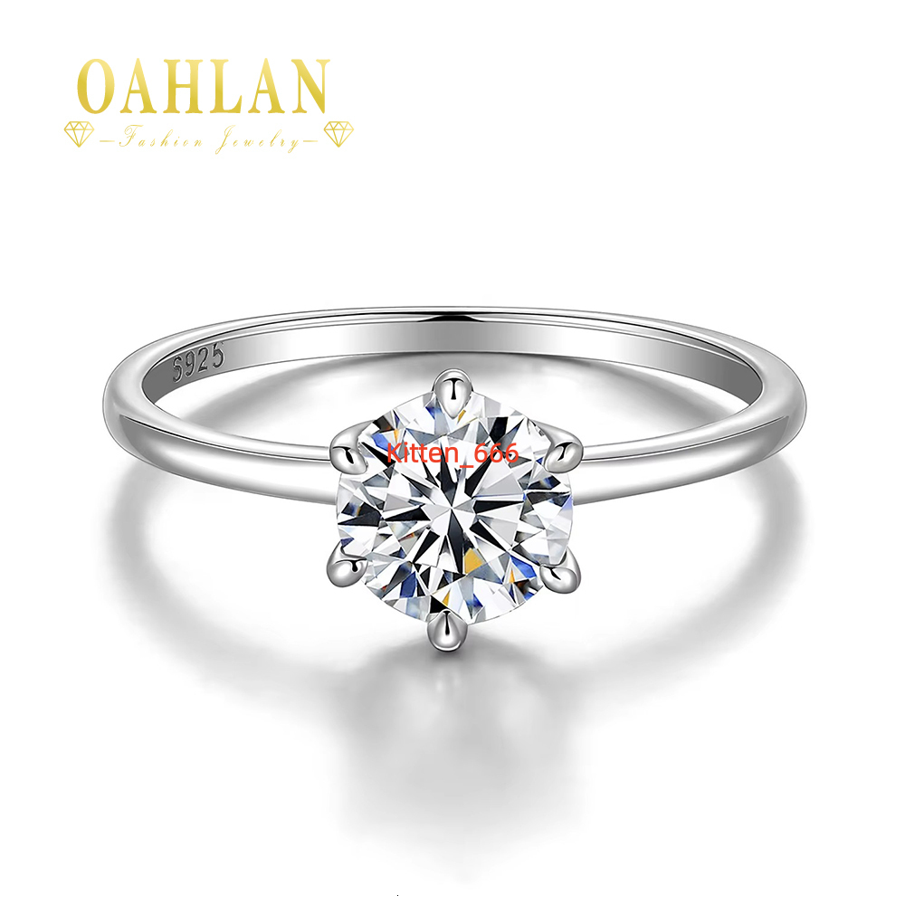 OAHLAN Stylish Real 1ct Moissanite Engagement Rings for Women S925 Sterling Silver Wedding Bands Jewelry With Certificate