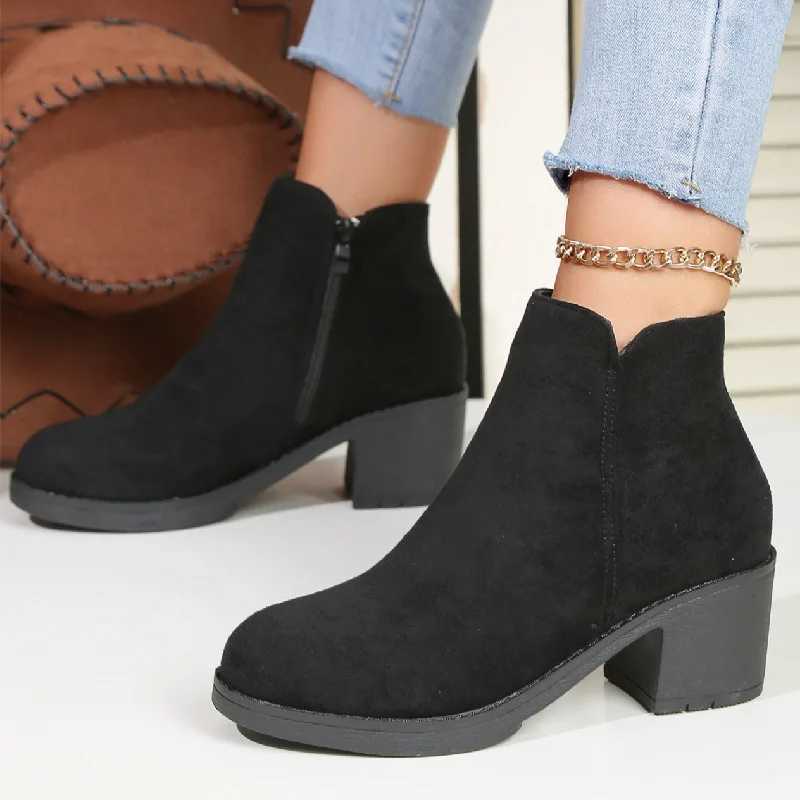 Fashion Med-Heel Women Short Boots Casual Thick Soled Warm Winter Anti-Slip Ankle Boots Multiple Colors Shorts Shoes for WomenT251223
