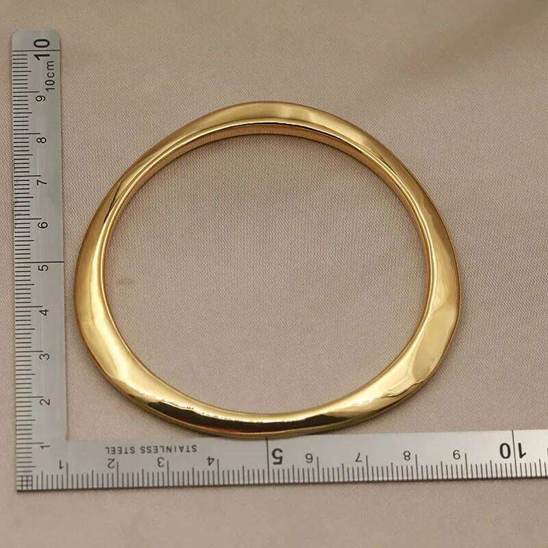 316L Classic Stainless Steel Metal Irregular for Women Elegant Bangles Rust-proof Bangle Wrist Jewelry 25L1223