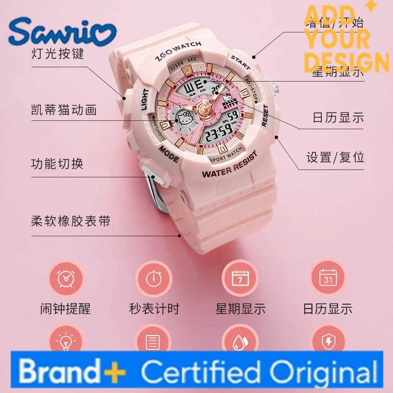 Sanrio Hello Kitty Womens Digital Watch Sports Watch Multi-Function Dual-Display Waterproof Wristwatch Gift 8511 H251223
