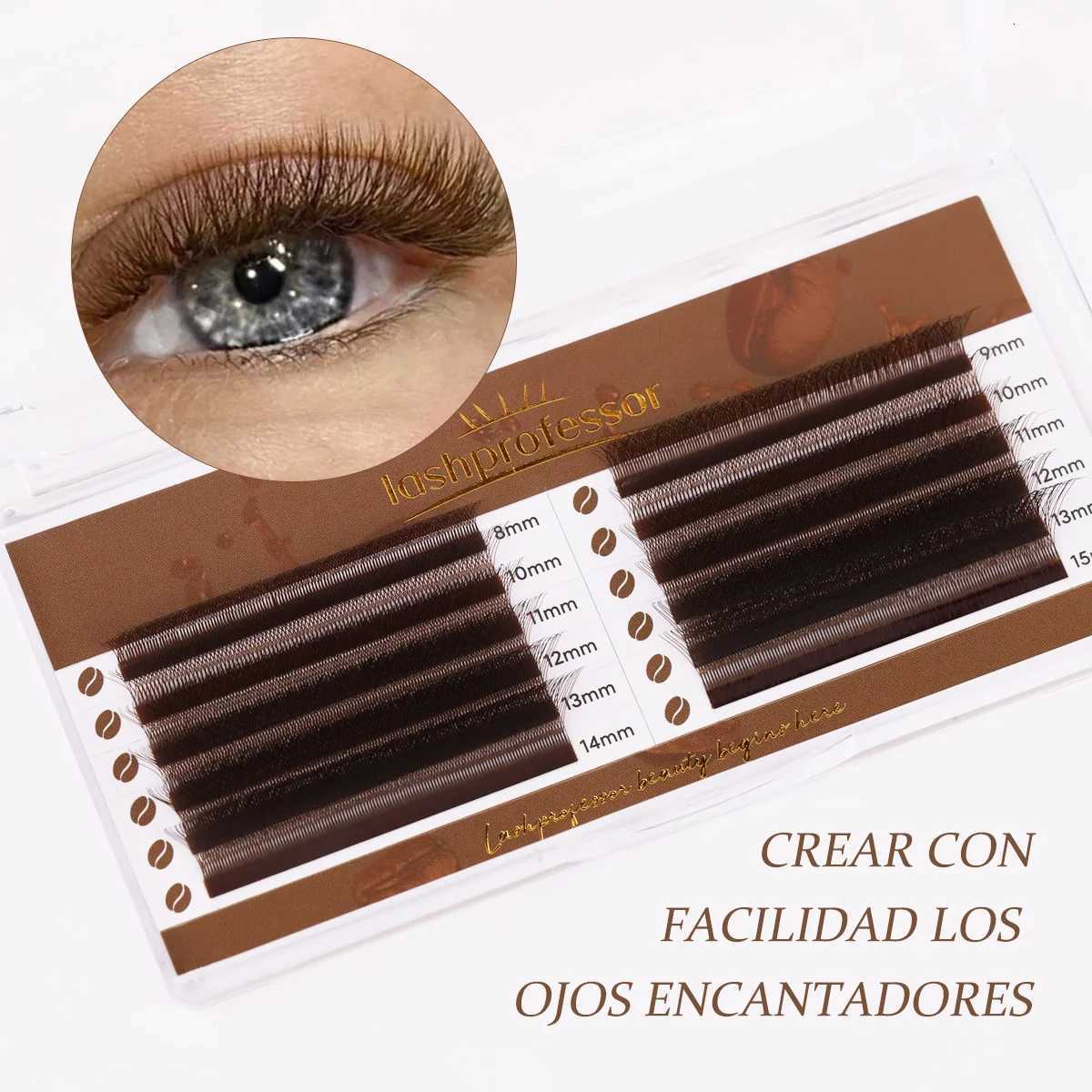 Medium Brown/Dark Brown W Style Faux Mink Eyelash Extension Natural Soft Premade Fans Brown 4D Fairy Clover Lash Tray MakeupT251223