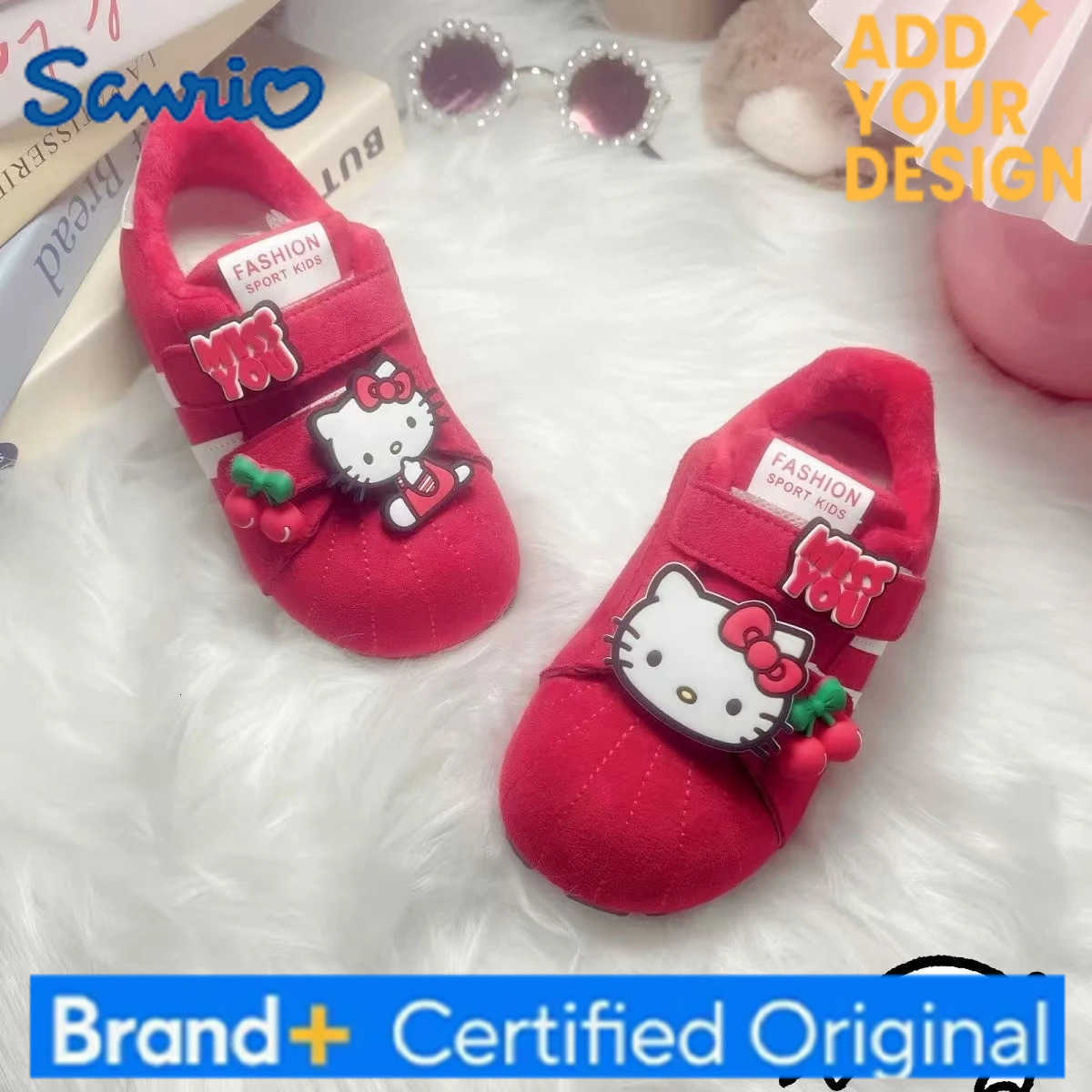 Sanrio Hello Kitty Autumn and Winter Kids Sports Shoes Fleece Lined Girls Board Shoes New Warm Casual Shoes Children Sneakers H251223