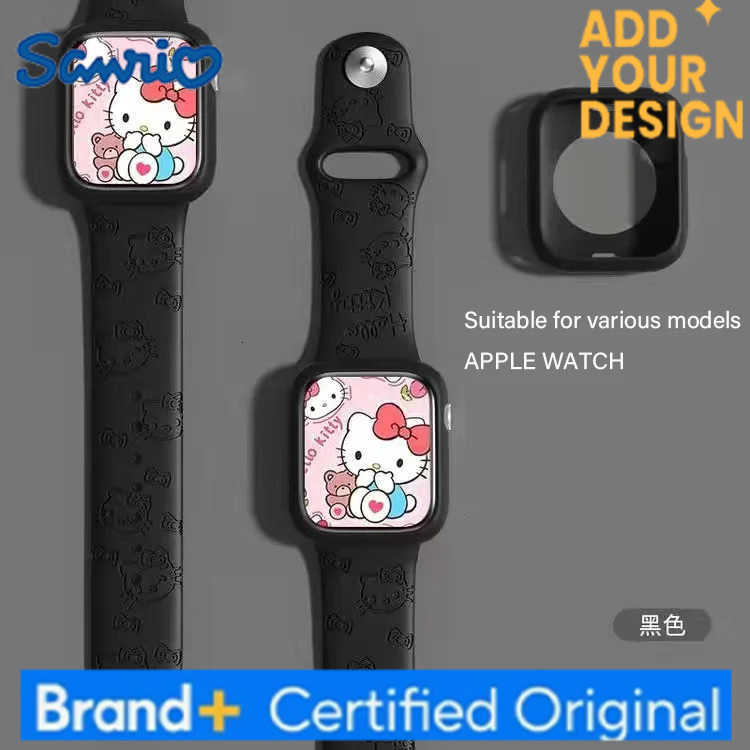 Sanrio Series Hello Kitty3D Engraving Printing Multicolor Kawaii Apple Silicone Replacement Watch Band Dial 2024 New Hot Sales H251223