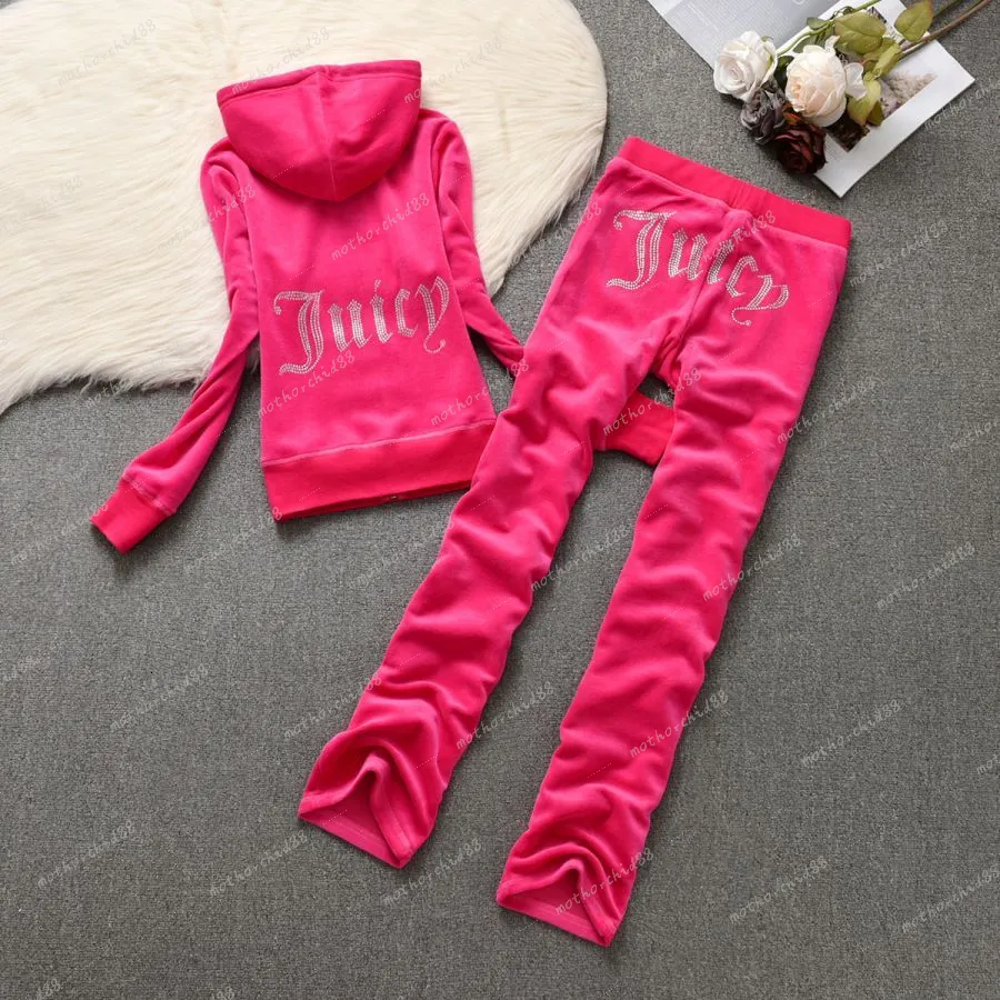 Juicy Womens Tracksuits - Velour Two-Piece Jogging Set with Hoodie & Sweatpants C260312