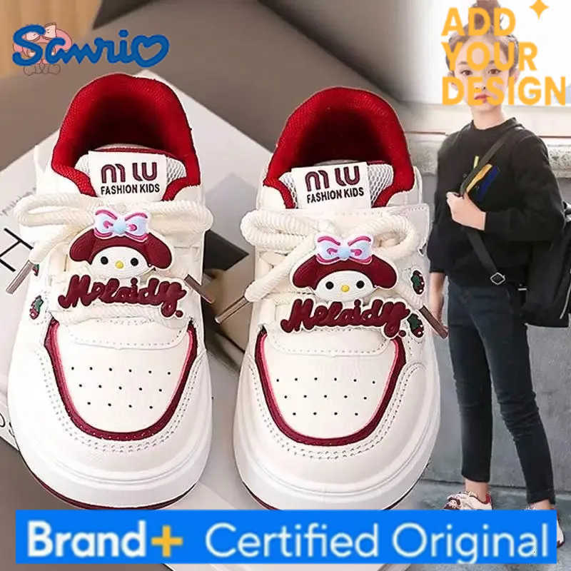 Sanrio My Melody Childrens Shoes Kawaii Cartoon New Anime Spring Autumn Casual Versatile Sports Soft Sole Princess White Shoes H2512231