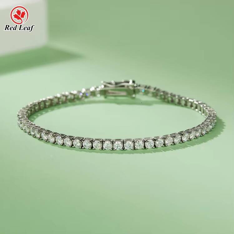 Redleaf 18K White Gold Plated 925 Sterling Silver Tennis Bracelet 3/4/5MM D Color VVS Moissanite 3/4/5MM D Color VVS Moissanite