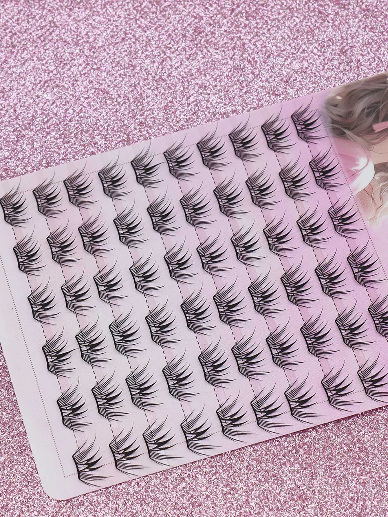 10 rows 60 clusters natural false eyelashes fish tail grafting cross wedding party fish tail fairy super fine stem feather fanT251223
