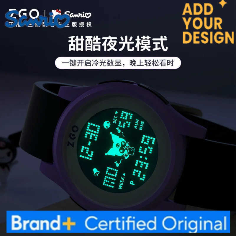 Sanrio Kuromi Kids Watch Student Multifunctional Waterproof Luminous Digital Watch Gift 8591 H251223