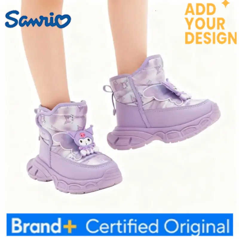 Sanrio KidsCasual Shoes Mid-Calf Boots PU Leather Cartoon Kuromi Winter Shoes For Girls Anti-slip Warm Pink Pruple Shoes Size 26-37 H251223