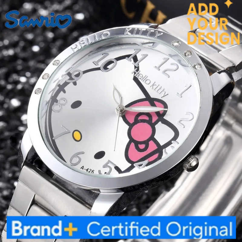 Sanrio Hot Sales Casual Simple Steel Band WomenS Watch Hello Kitty Fashion Cartoon Kawaii Quartz Watch Girls Birthday Gift H251223