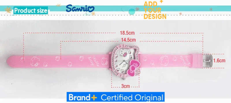 Sanrio Hello Kitty New Fashion Love Digital Dial Children Watch Set Leather Strap Quartz Watches Girls Clock Children Birthday Present H251223