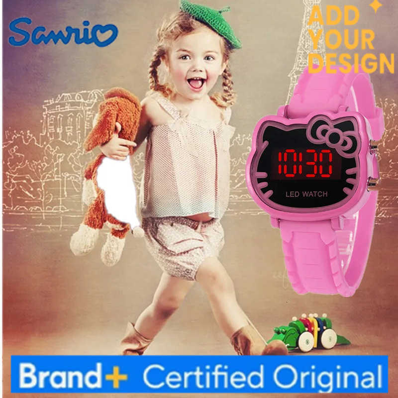 Sanrio New Hello Kitty Cute Cartoon Electronic Watch Child Primary School Students Girls Waterproof Kids Watches Women Gifts H251223
