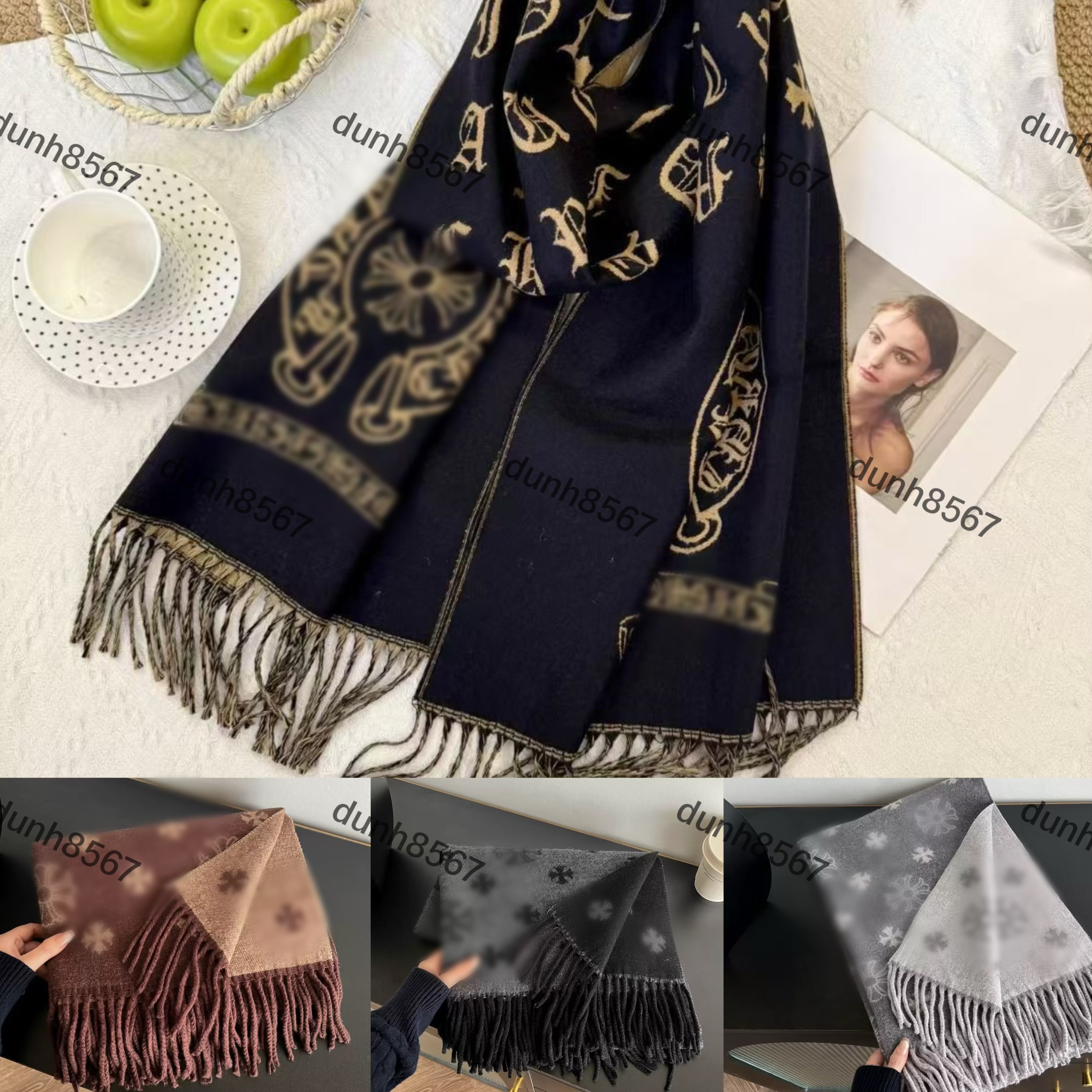 Men's chrome Cross scarves women's cashmere shawls designer jacquard warm scarves casquette luxury winter mountaineering scarves Christmas gifts